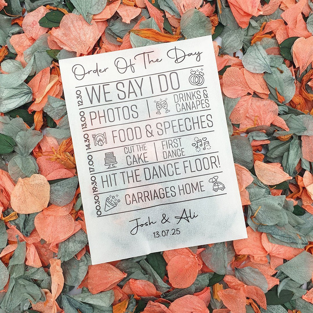 Why We Love Personalised Order of the Day Confetti packets! - Confetti Bee