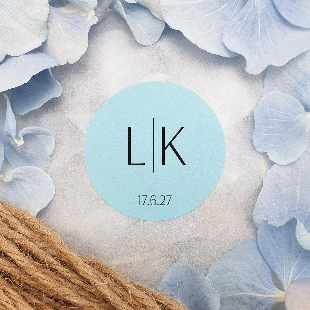 Blue Personalised Stickers - Initials Design 7 - Confetti Bee