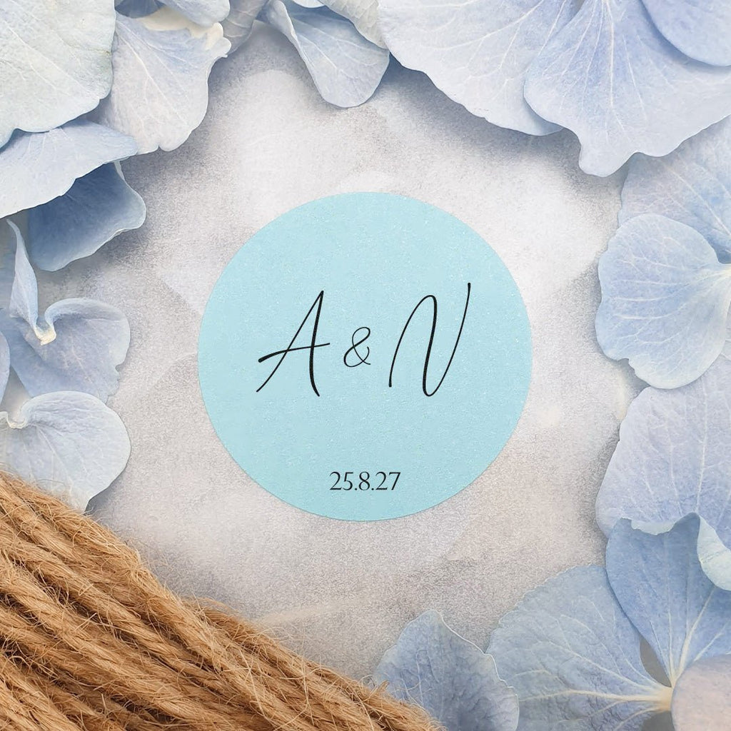 Blue Personalised Stickers - Initials Design 8 - Confetti Bee