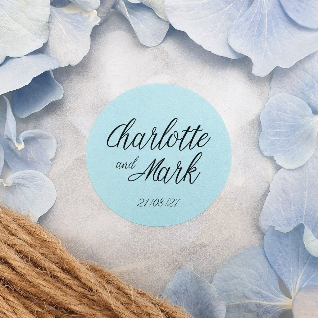 Blue Personalised Stickers - Names Design 2 - Confetti Bee