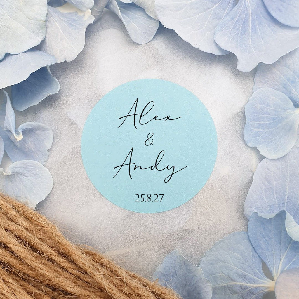 Blue Personalised Stickers - Names Design 8 - Confetti Bee