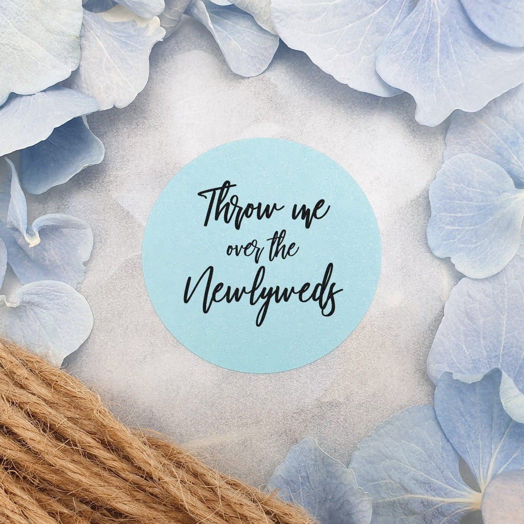 Blue Stickers - Throw Me Over The Newlyweds Design 1 - Confetti Bee