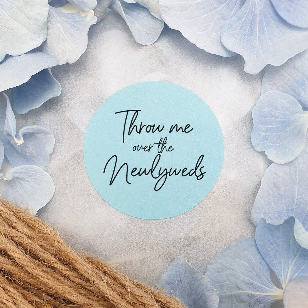 Blue Stickers - Throw Me Over The Newlyweds Design 3 - Confetti Bee
