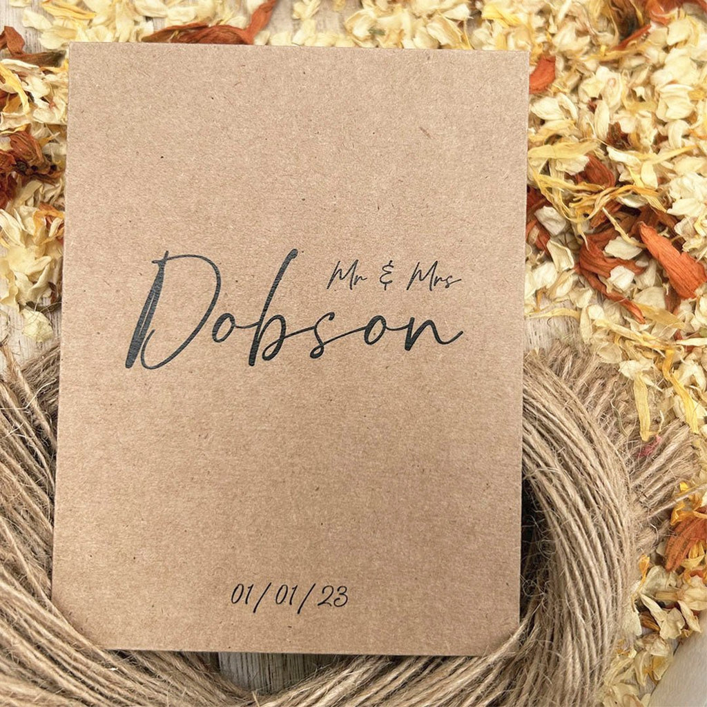 Confetti Kraft Brown Packets - Mr & Mrs Design 1 - Confetti Bee