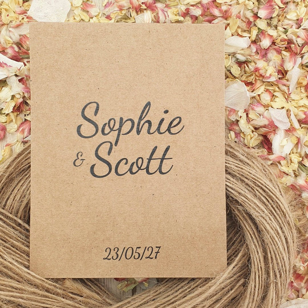 Confetti Kraft Brown Packets - Names Design 5 - Confetti Bee