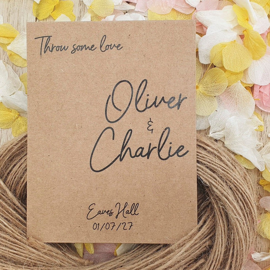 Confetti Kraft Brown Packets - Place Name Design 3 - Confetti Bee