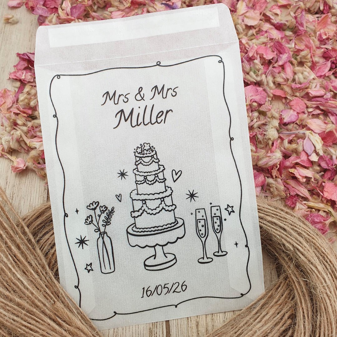 Confetti Sample Personalised Confetti Packets - Illustrated Design 9 | Confetti Bee