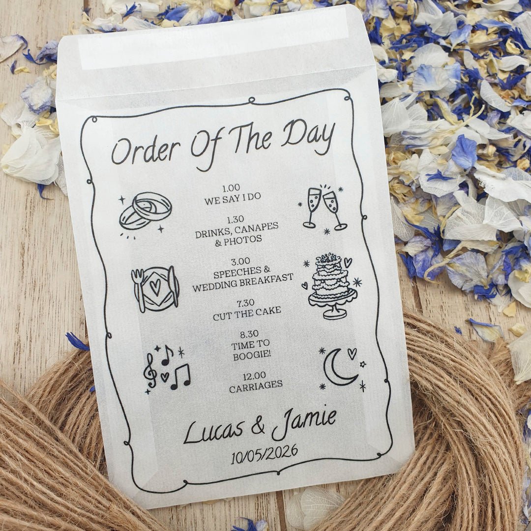 Order Packet Confetti Packets - Order Of The Day Illustrated Design 3 | Confetti Bee