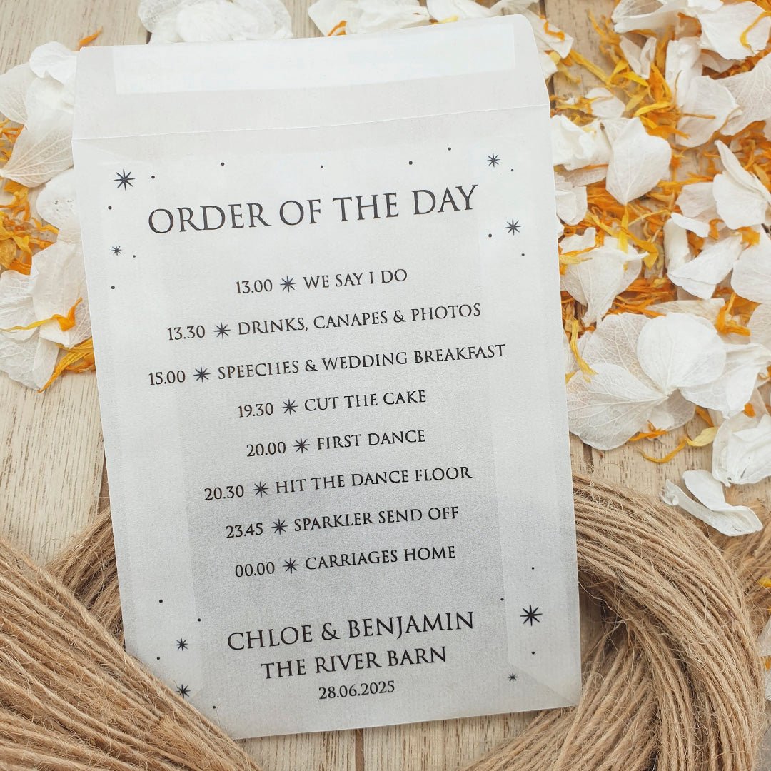 Order Packet Confetti Packets - Order Of The Day Stars Design 1 | Confetti Bee