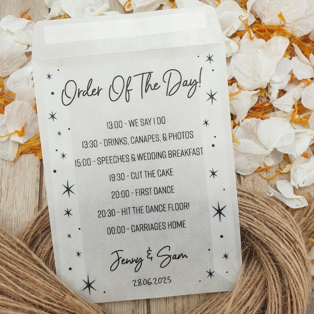 Order Packet Confetti Packets - Order Of The Day Stars Design 3 | Confetti Bee