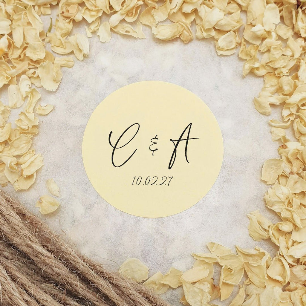 Cream Personalised Stickers - Initials Design 1 - Confetti Bee