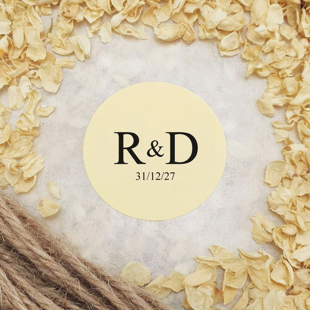 Cream Personalised Stickers - Initials Design 2 - Confetti Bee