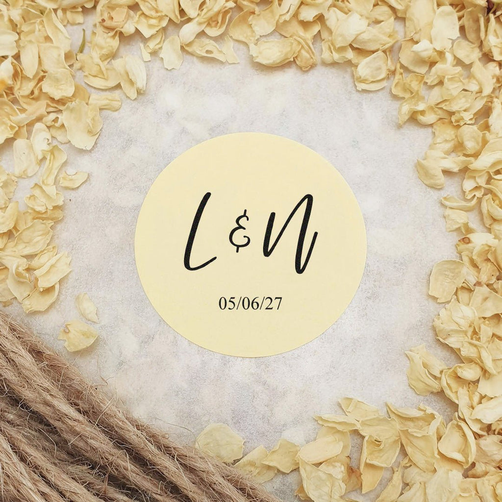 Cream Personalised Stickers - Initials Design 3 - Confetti Bee