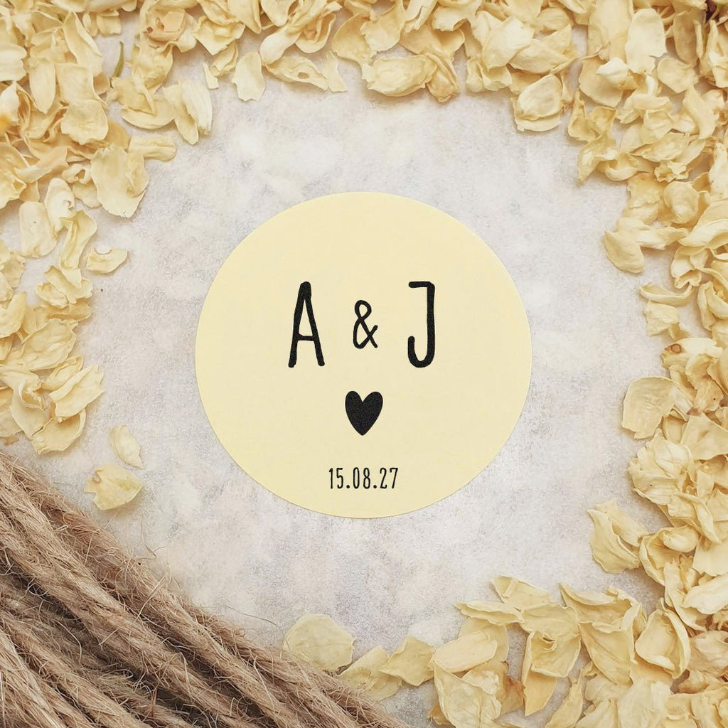 Cream Personalised Stickers - Initials Design 6 - Confetti Bee