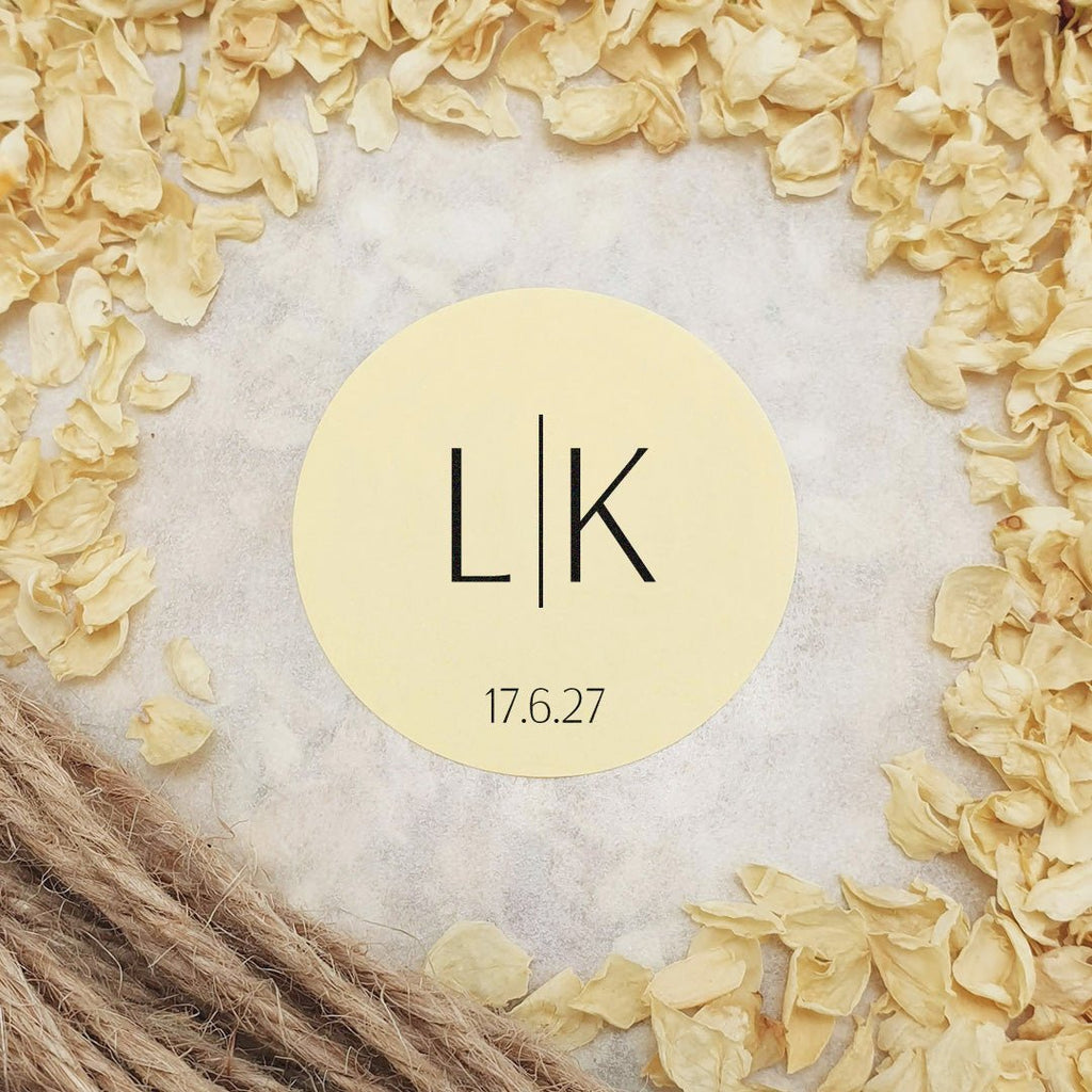 Cream Personalised Stickers - Initials Design 7 - Confetti Bee