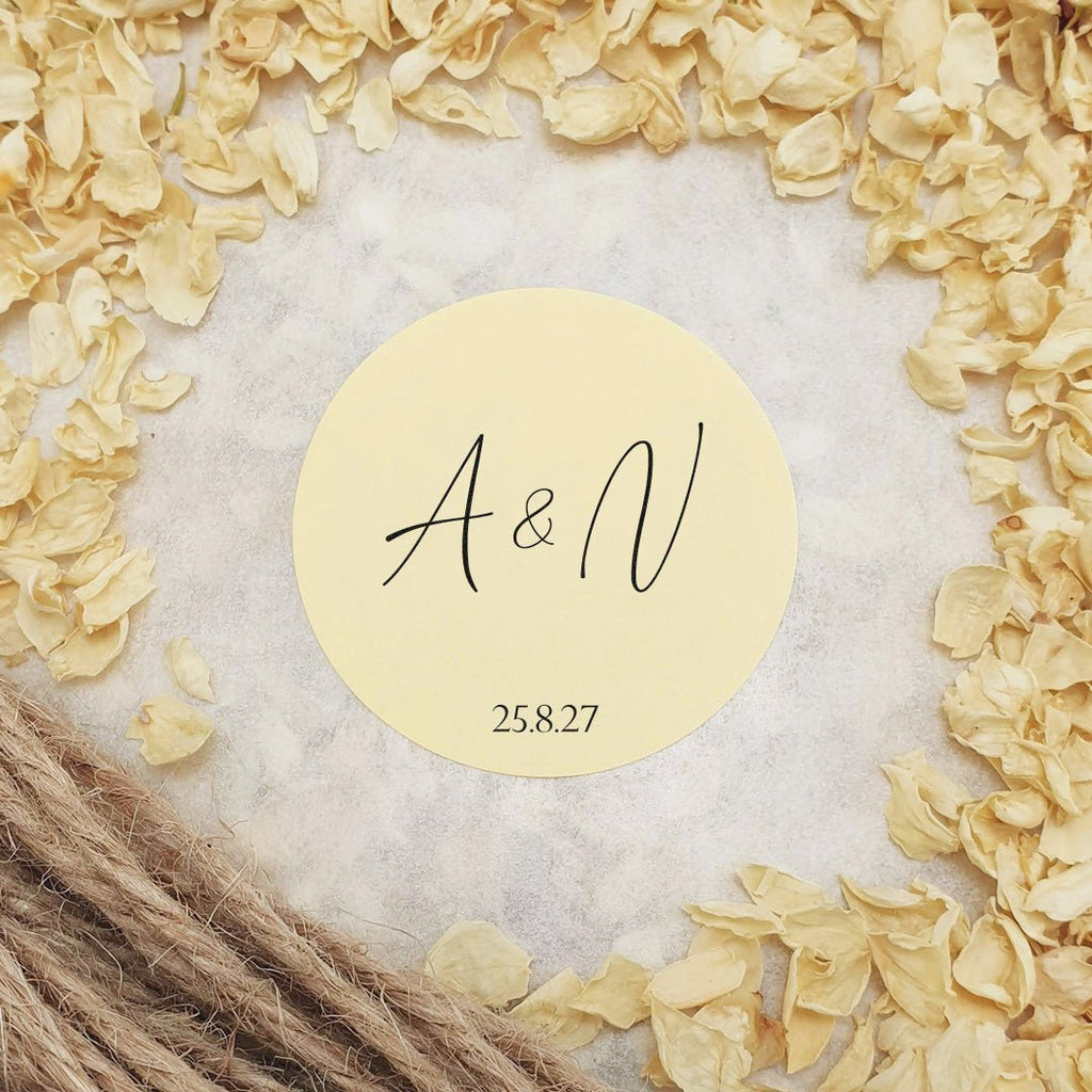 Cream Personalised Stickers - Initials Design 8 - Confetti Bee