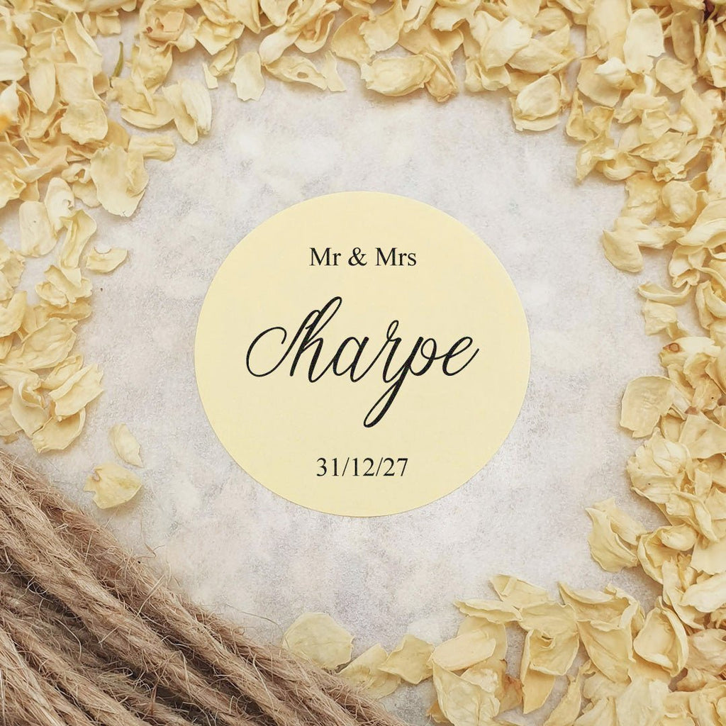 Cream Personalised Stickers - Mr & Mrs Design 2 - Confetti Bee