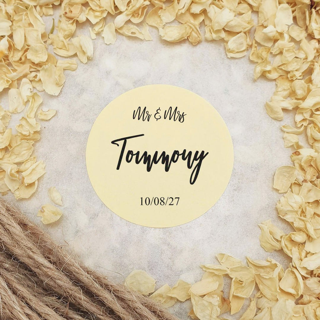 Cream Personalised Stickers - Mr & Mrs Design 3 - Confetti Bee