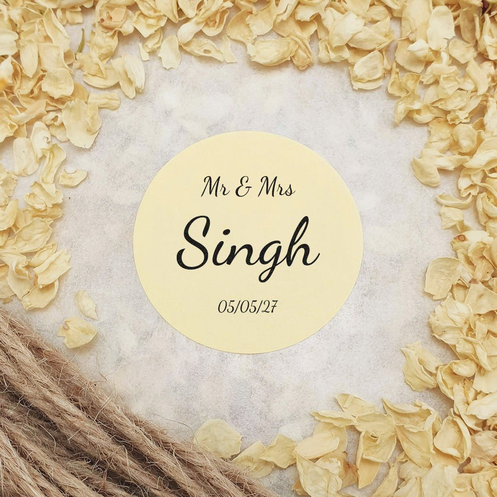 Cream Personalised Stickers - Mr & Mrs Design 5 - Confetti Bee