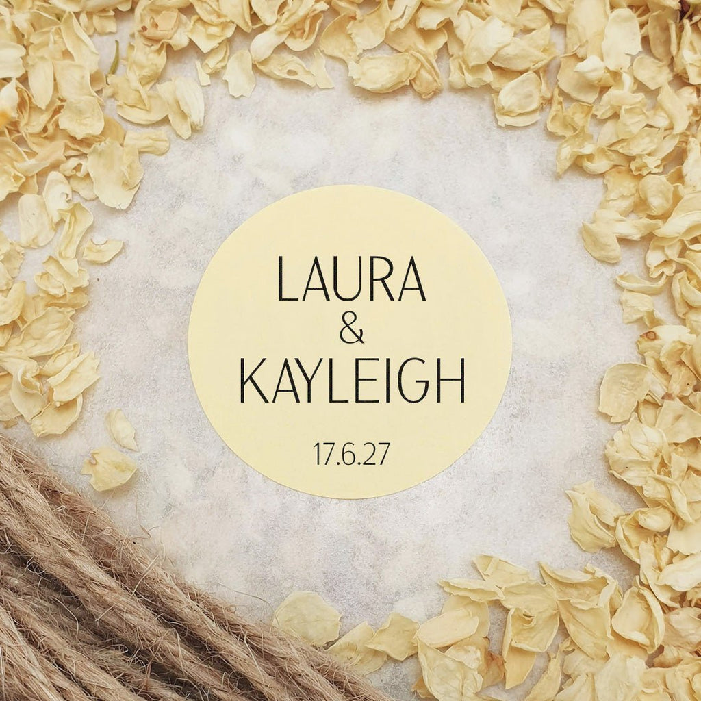 Cream Personalised Stickers - Names Design 7 - Confetti Bee