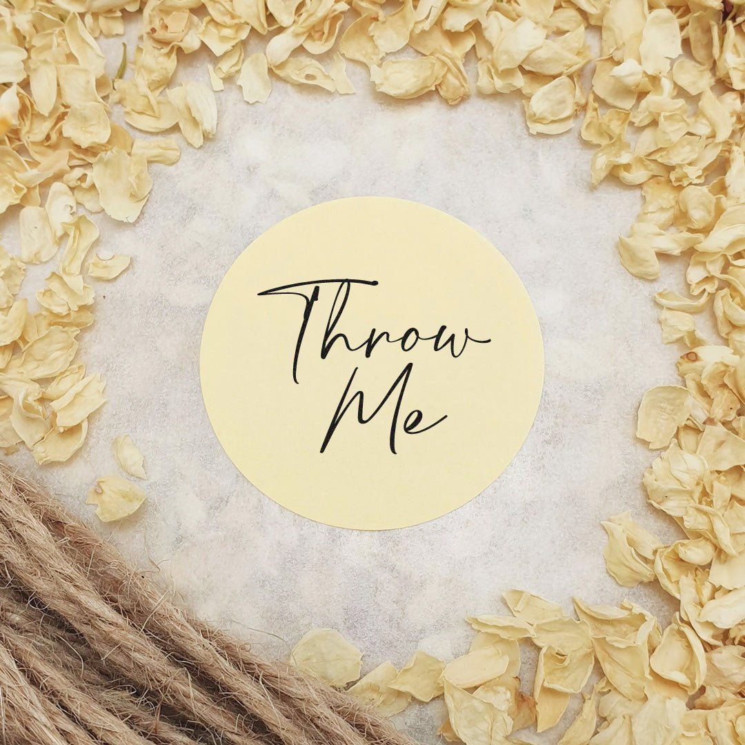 Cream Stickers - Throw Me Design 2 | Wedding Stickers | Confetti Bee