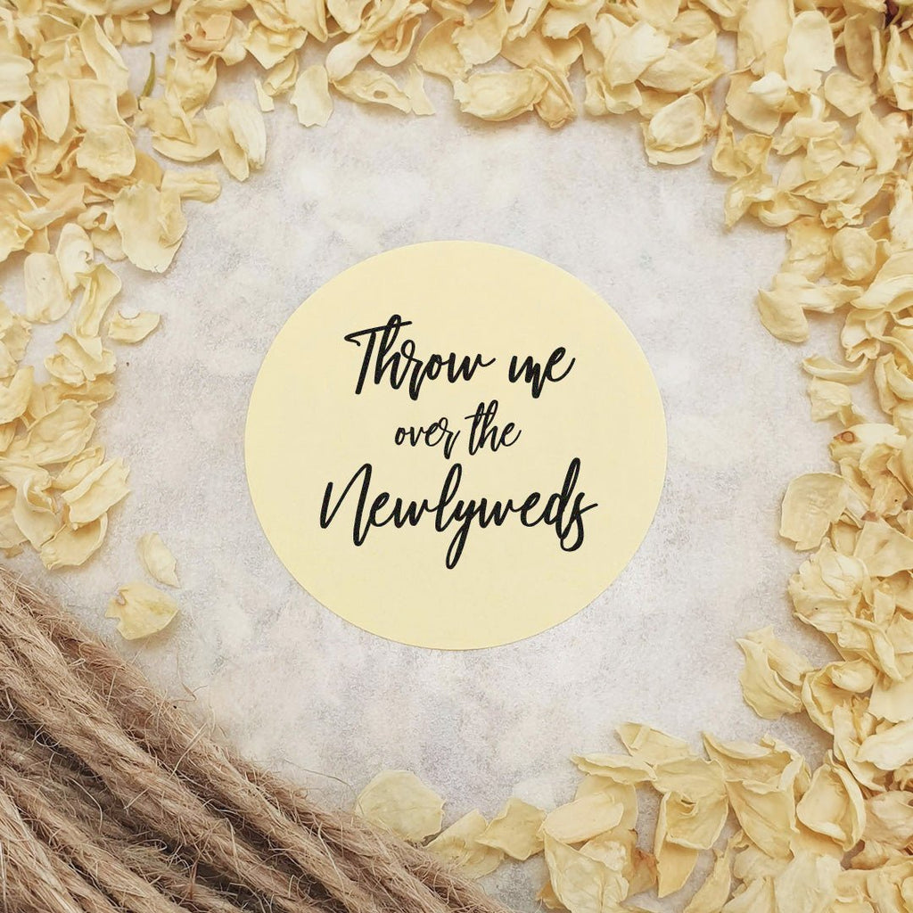 Cream Stickers - Throw Me Over The Newlyweds Design 1 - Confetti Bee