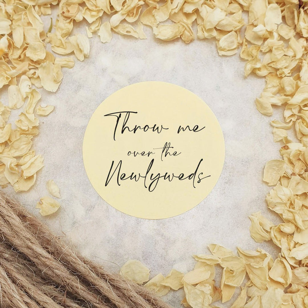 Cream Stickers - Throw Me Over The Newlyweds Design 2 - Confetti Bee