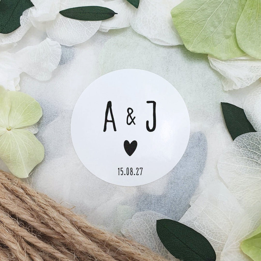 Gloss White Personalised Stickers - Initials Design 6 - Confetti Bee