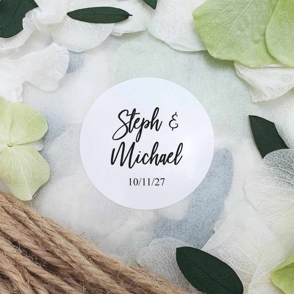 Gloss White Personalised Stickers - Names Design 3 - Confetti Bee