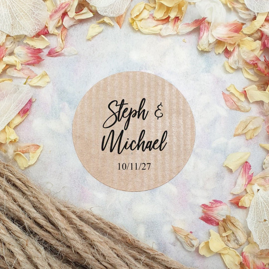 Kraft Brown Personalised Stickers - Names Design 3 - Confetti Bee