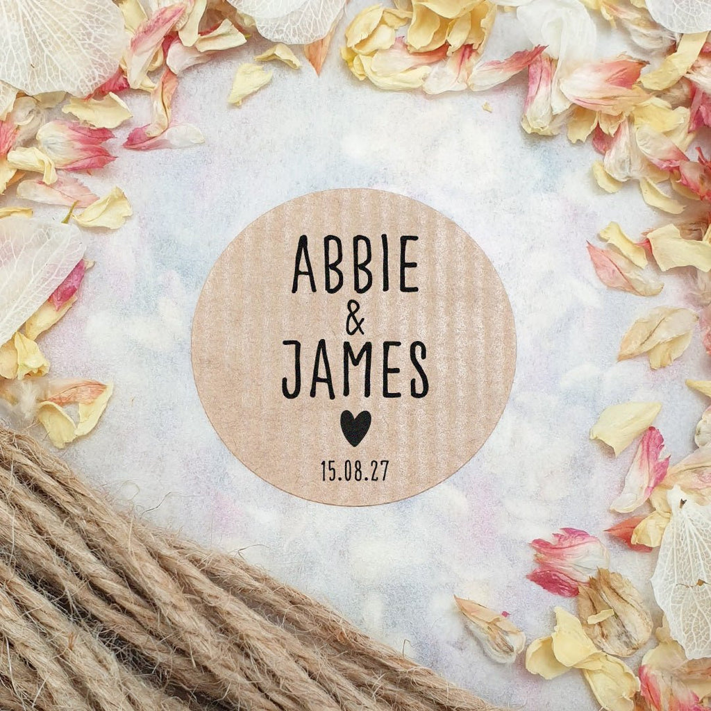 Kraft Brown Personalised Stickers - Names Design 6 - Confetti Bee