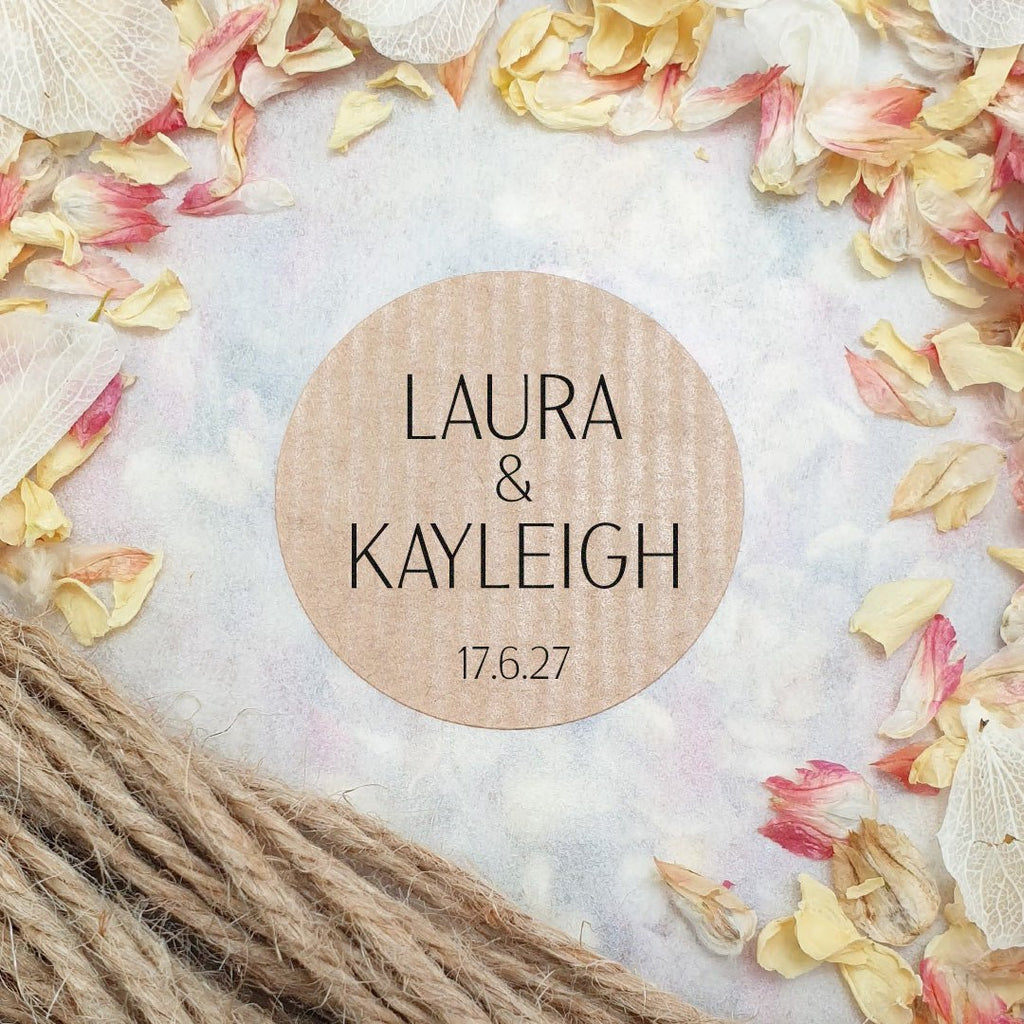 Kraft Brown Personalised Stickers - Names Design 7 - Confetti Bee