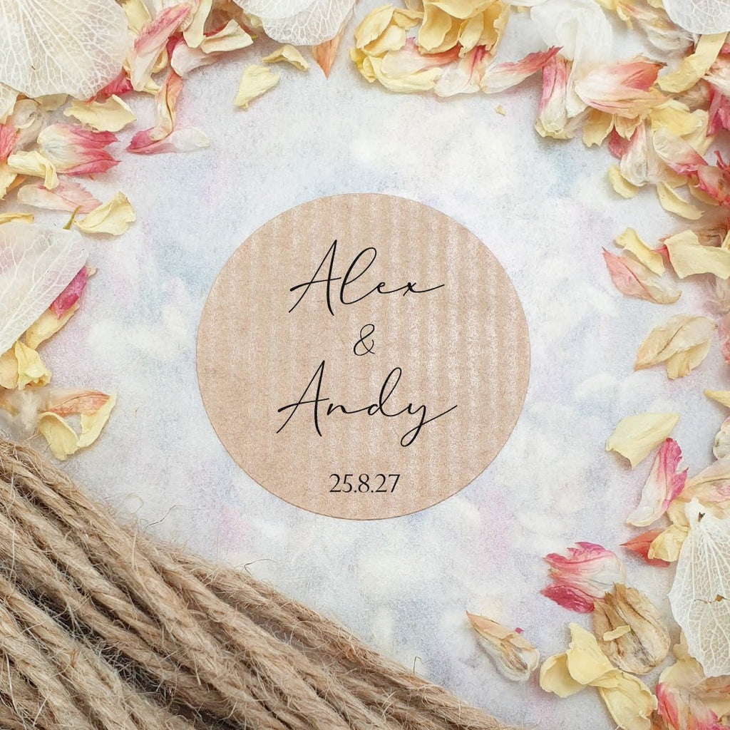 Kraft Brown Personalised Stickers - Names Design 8 - Confetti Bee