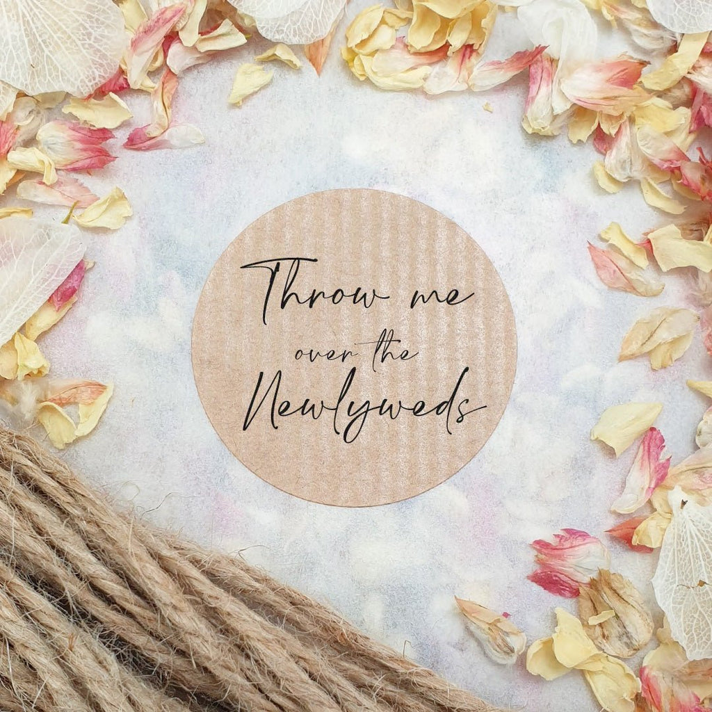 Kraft Brown Stickers - Throw Me Over The Newlyweds Design 2 - Confetti Bee