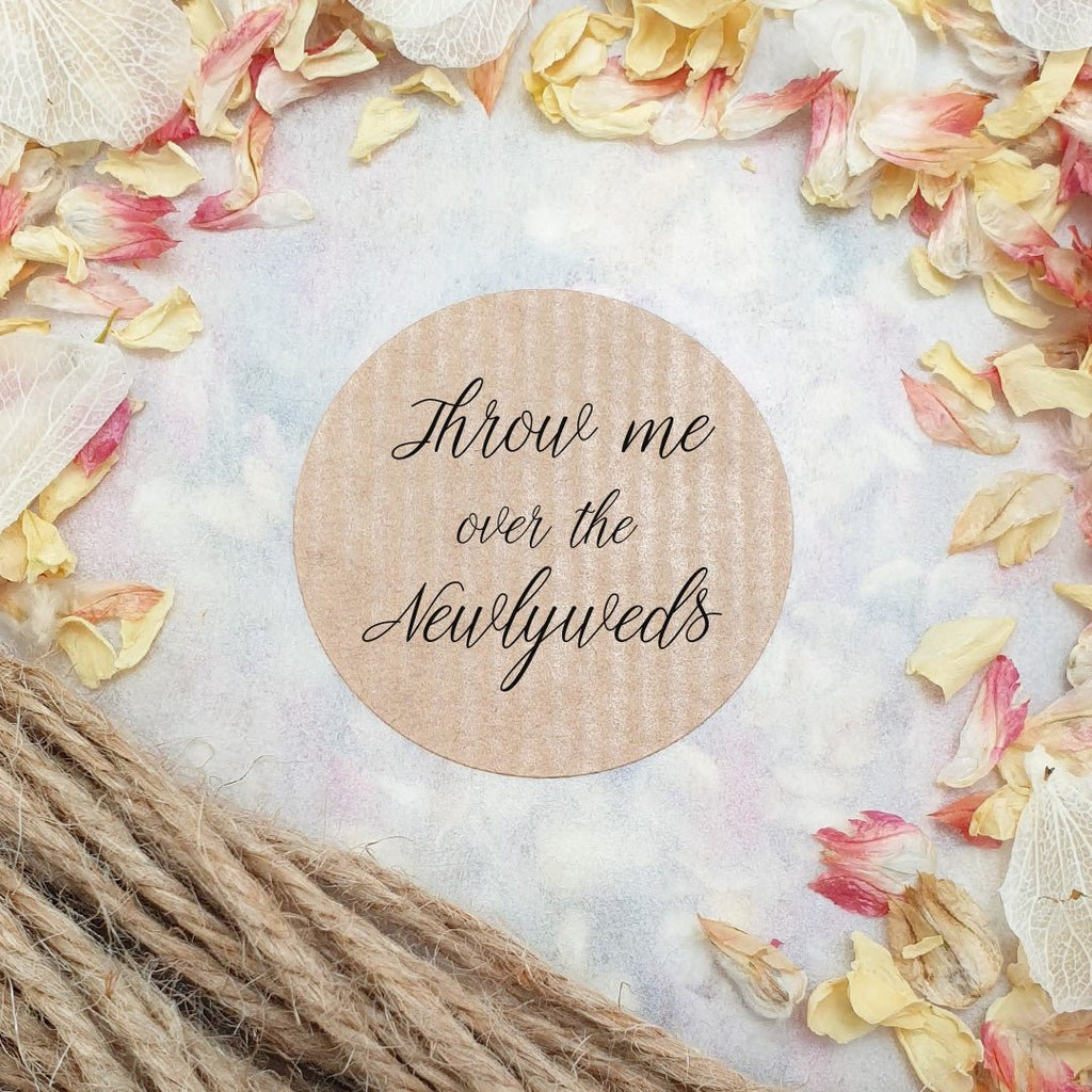 Kraft Brown Stickers - Throw Me Over The Newlyweds Design 4 - Confetti Bee