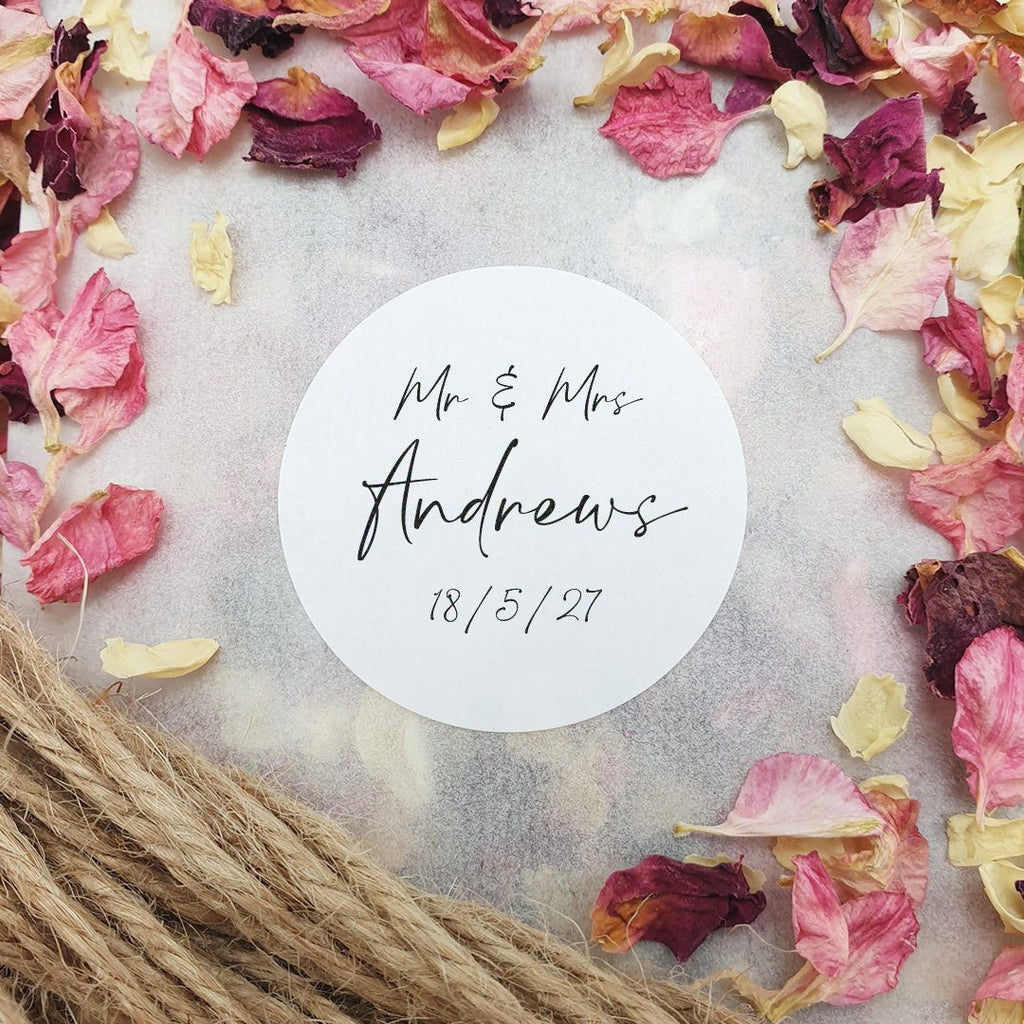 Matt White Personalised Stickers - Mr & Mrs Design 1 - Confetti Bee