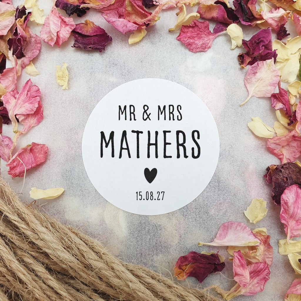Matt White Personalised Stickers - Mr & Mrs Design 6 - Confetti Bee