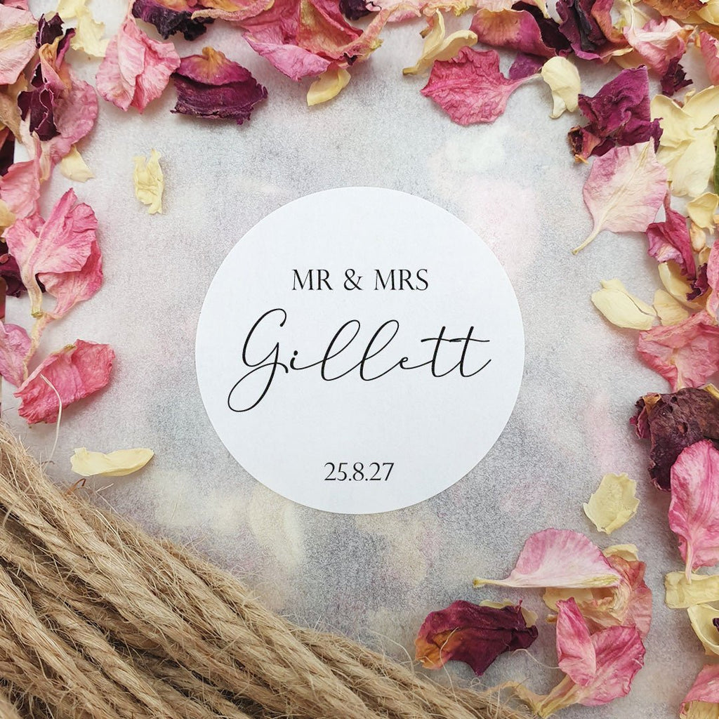 Matt White Personalised Stickers - Mr & Mrs Design 8 - Confetti Bee