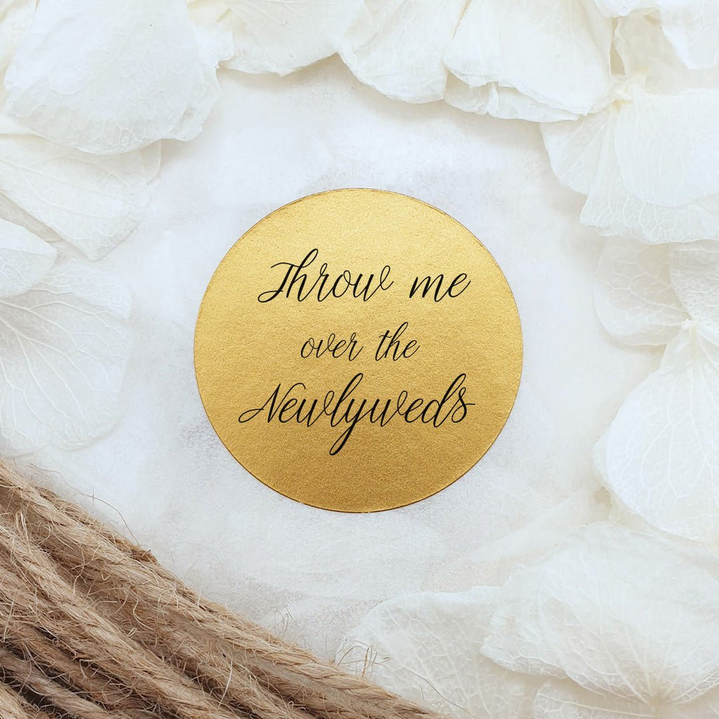 Metallic Gold Stickers - Throw Me Over The Newlyweds Design 4 - Confetti Bee