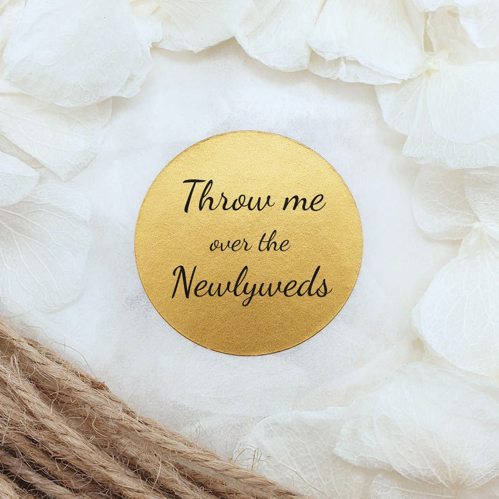 Metallic Gold Stickers - Throw Me Over The Newlyweds Design 5 - Confetti Bee