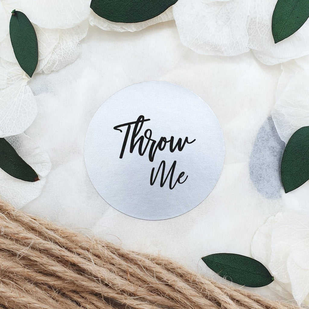 Metallic Silver Stickers - Throw Me Design 1 - Confetti Bee