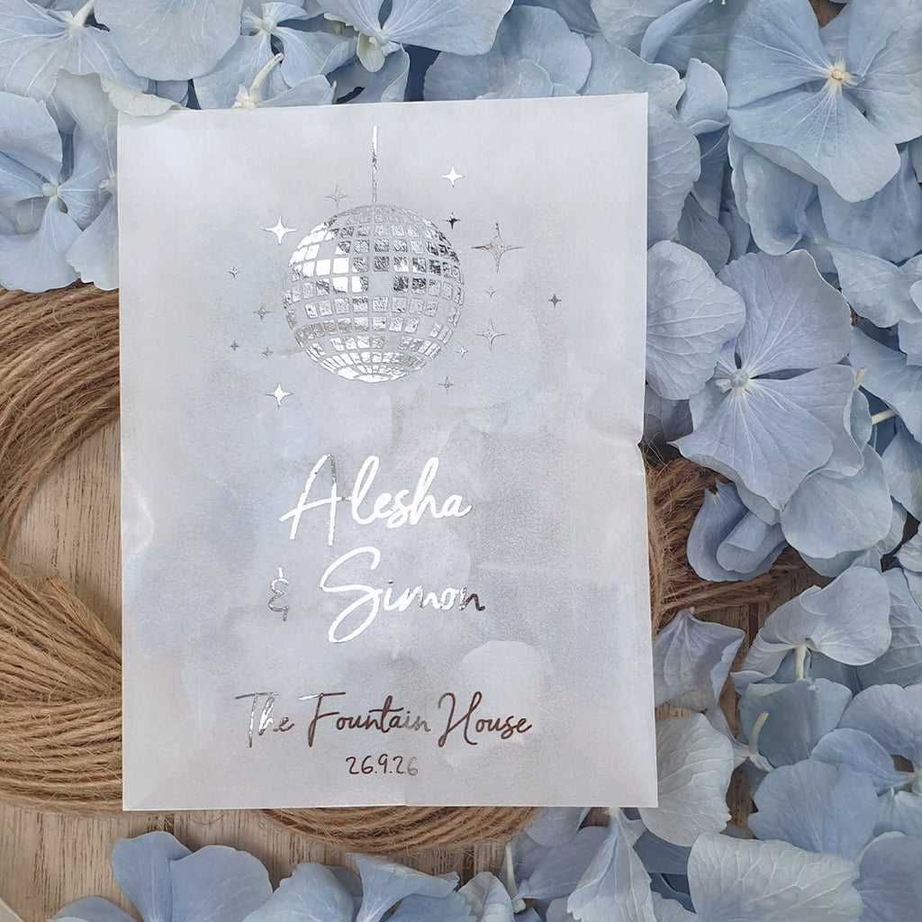 Personalised Foiled Glassine Confetti Packets - Disco Design 1 - Confetti Bee