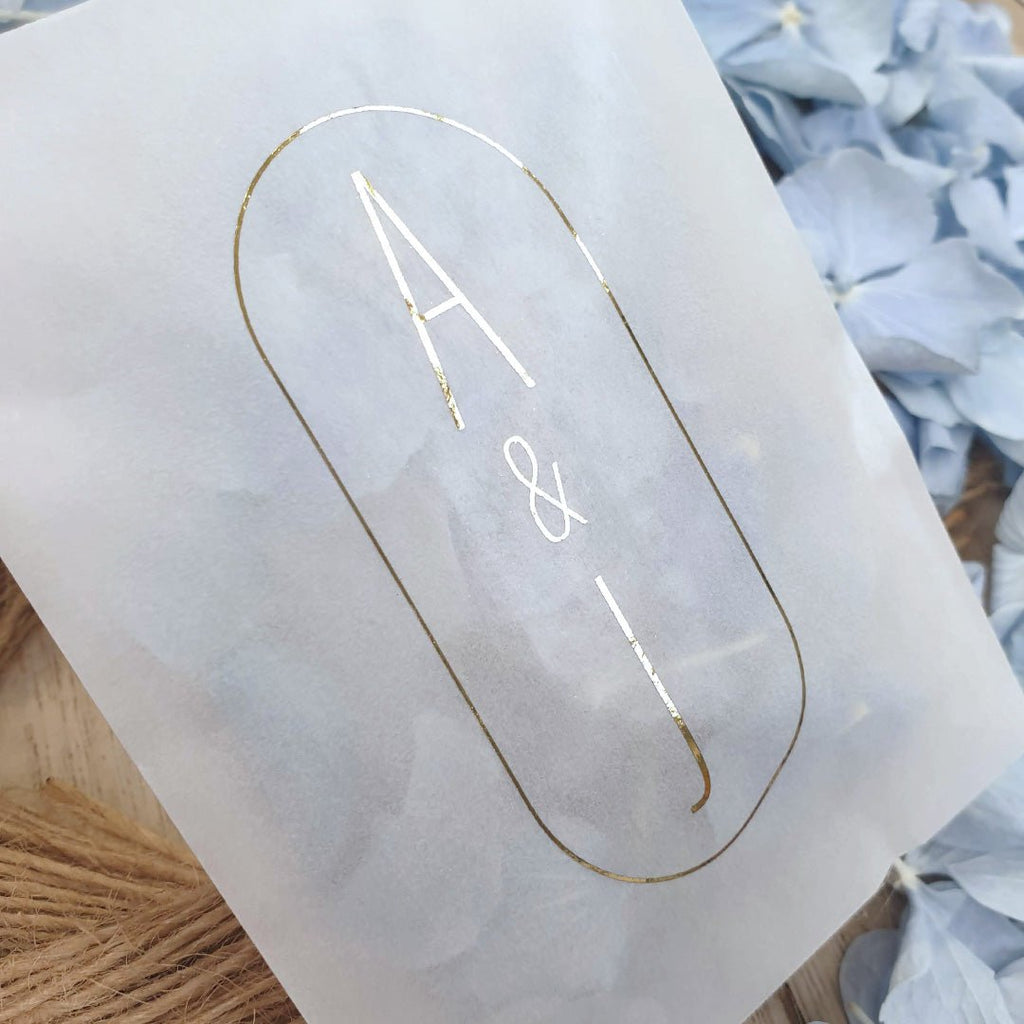 Personalised Foiled Glassine Confetti Packets - Initials Design 10 - Confetti Bee