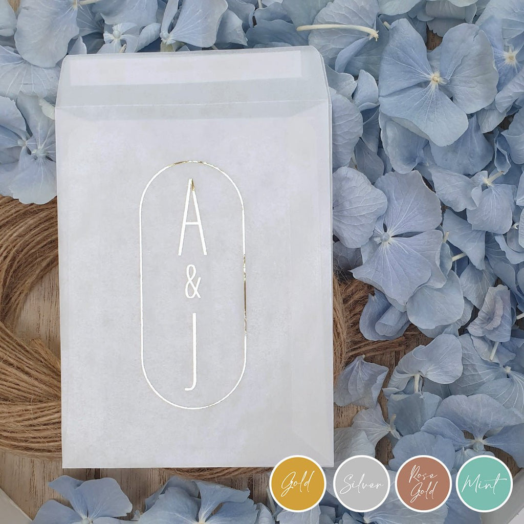 Personalised Foiled Glassine Confetti Packets - Initials Design 10 - Confetti Bee