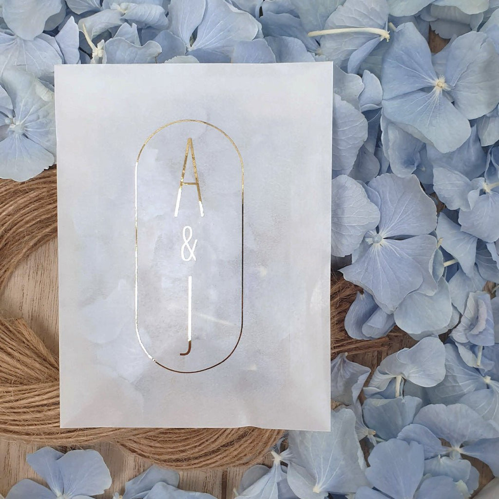 Personalised Foiled Glassine Confetti Packets - Initials Design 10 - Confetti Bee