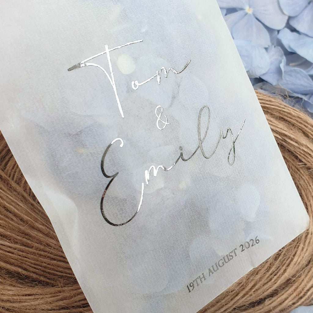 Personalised Foiled Glassine Confetti Packets - Names Design 13 - Confetti Bee