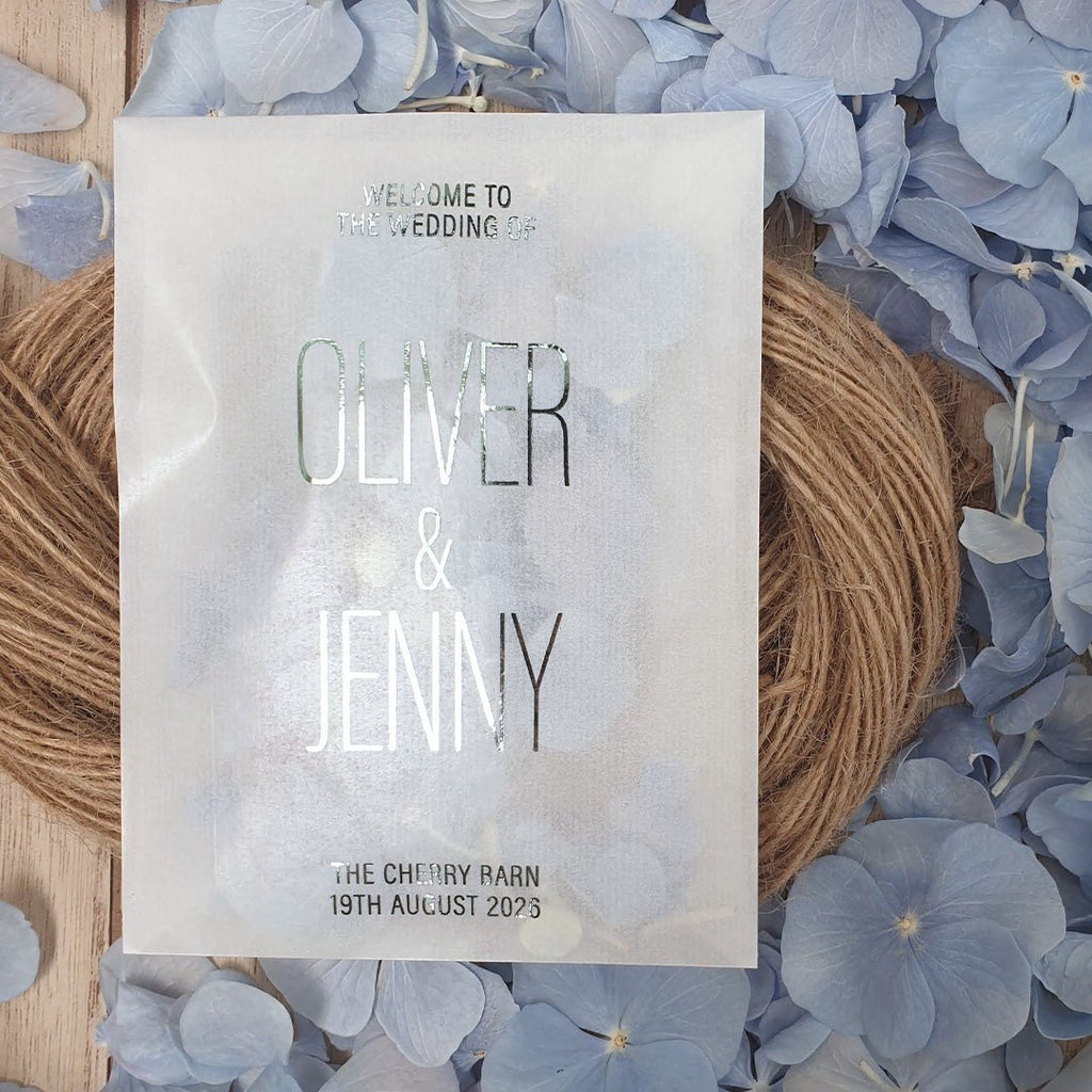 Personalised Foiled Glassine Confetti Packets - Welcome Design 5 - Confetti Bee