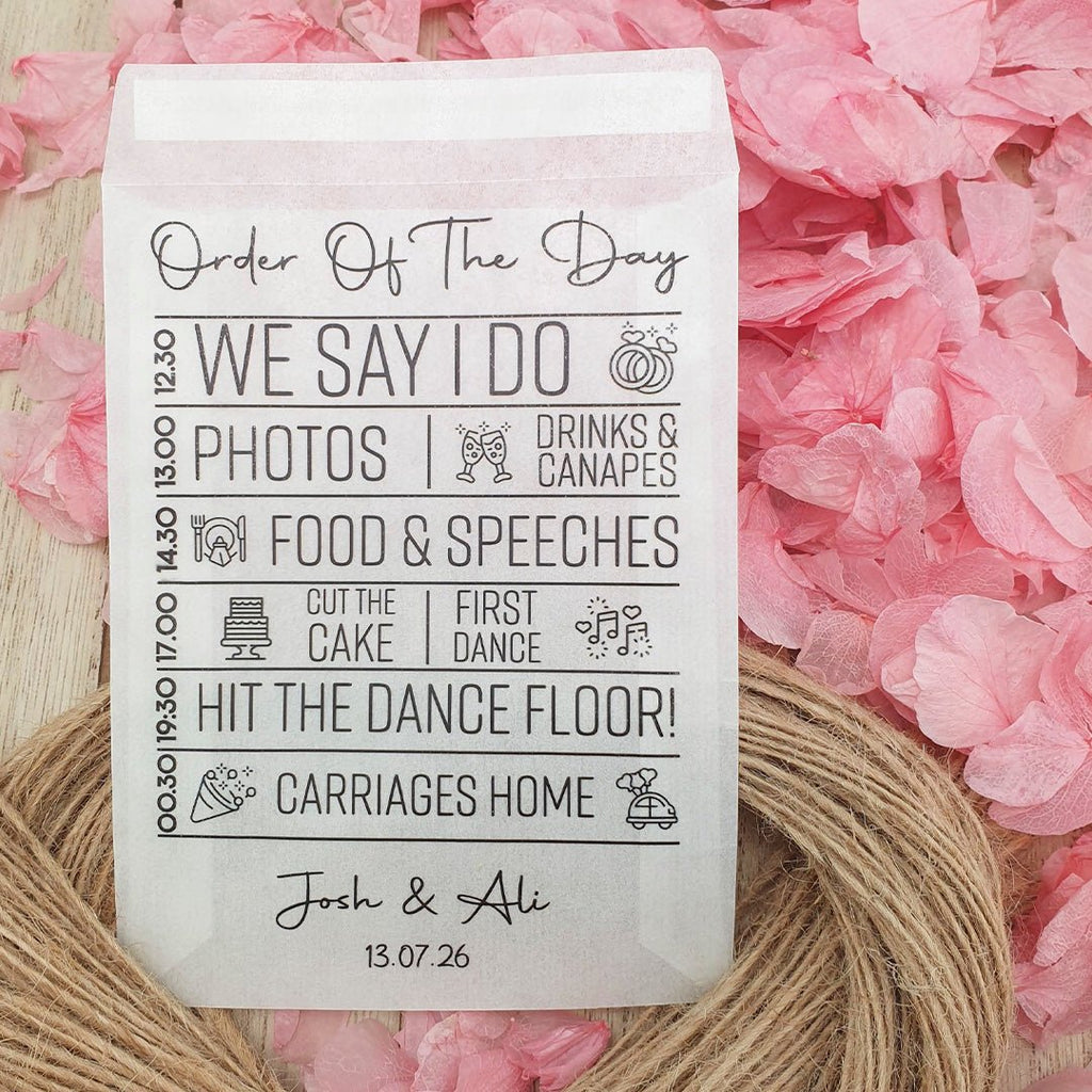 Personalised Order Of The Day Confetti Packet Glassine Sample - Confetti Bee