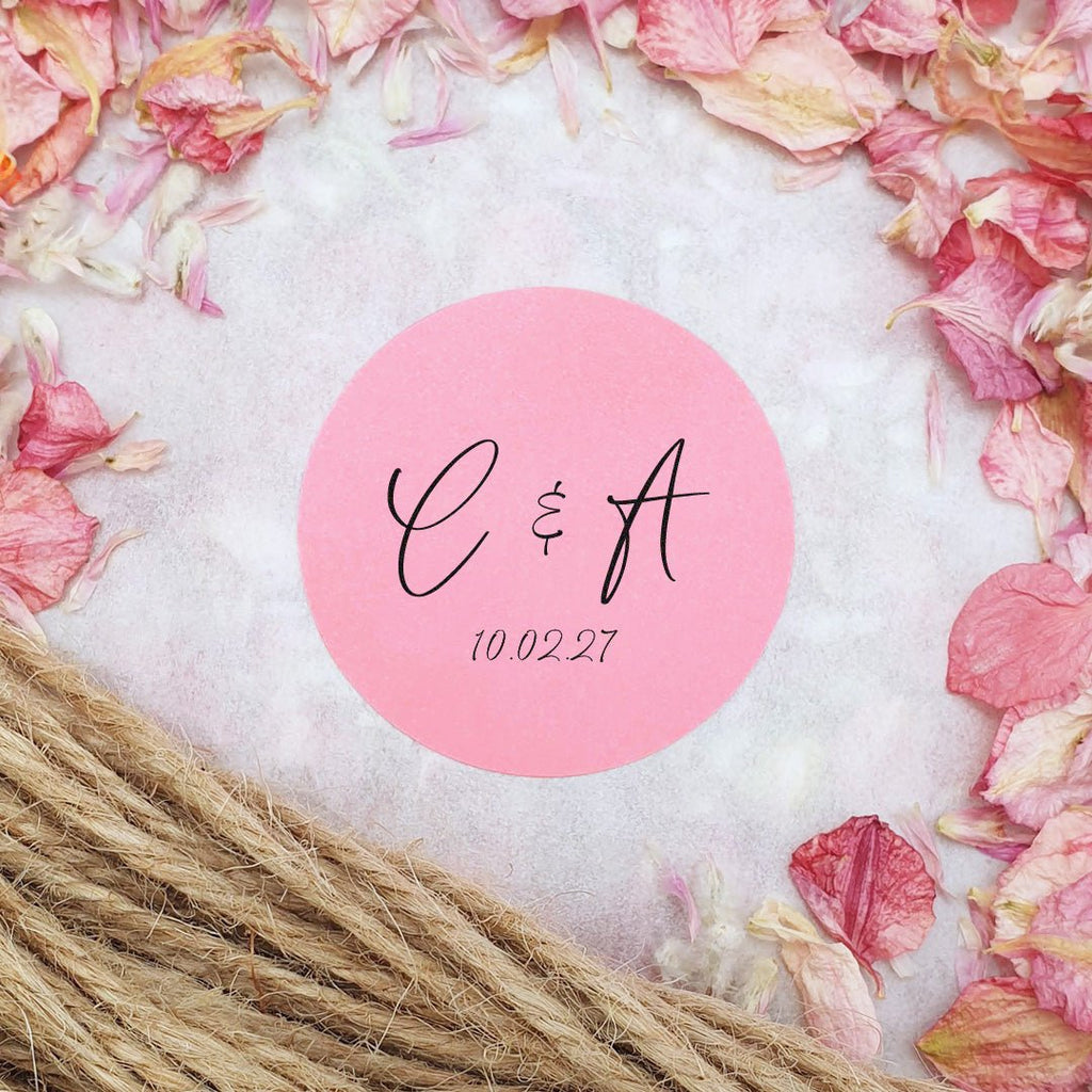 Pink Personalised Stickers - Initials Design 1 - Confetti Bee