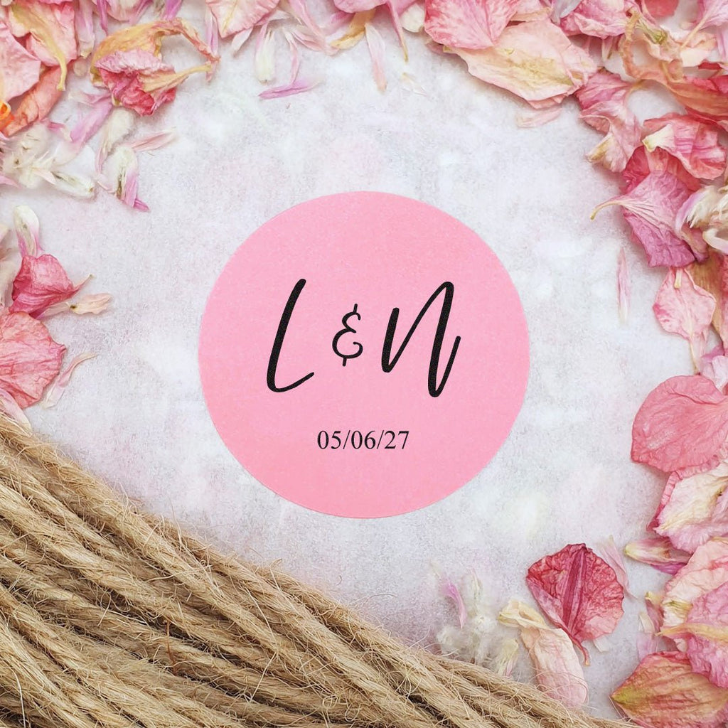 Pink Personalised Stickers - Initials Design 3 - Confetti Bee